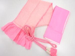 リサイクル　正絹　絞り振袖用帯揚げ・帯締め・重ね衿セット